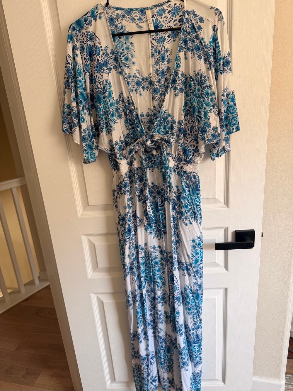 Seafolly Blue Floral V-Neck Maxi Dress